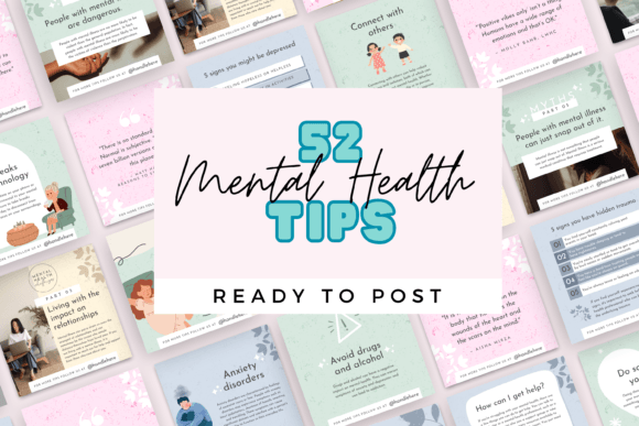 52 Daily Mental Health Canva Templates for Wellbeing
