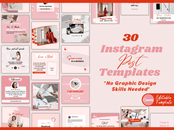 Instagram Post Templates: Pink & Red for a Bold Feed