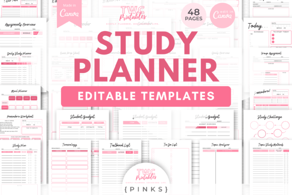 Master Your Schedule: The PINKS Study Planner Kit for Canva