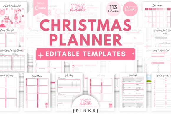Organize Your Holiday Season with Christmas Planner Canva Templates /PINKS