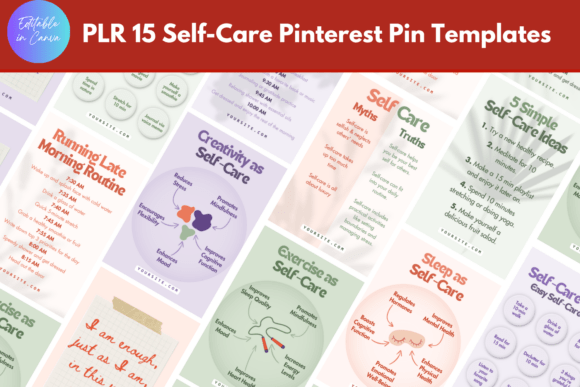 Self-Care Pinterest Pin Canva Templates for Wellness Creators