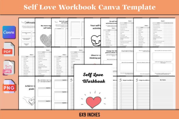 Transform Your Mindset with a Self Love Workbook Canva Template