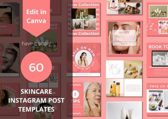 Transform Your Skincare Brand with 60 Canva Templates