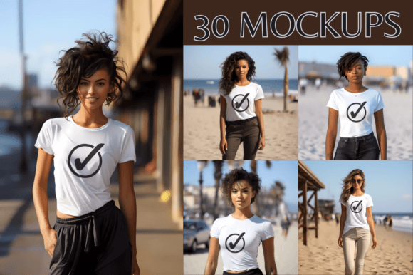 Women White T-Shirt Mockups: 30 High-Resolution Templates